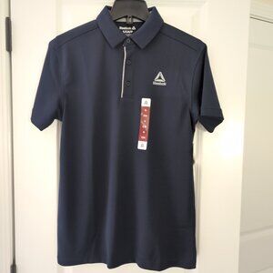 NWT Reebok Men's Polo Size S Short Sleeve Moisture Management Navy